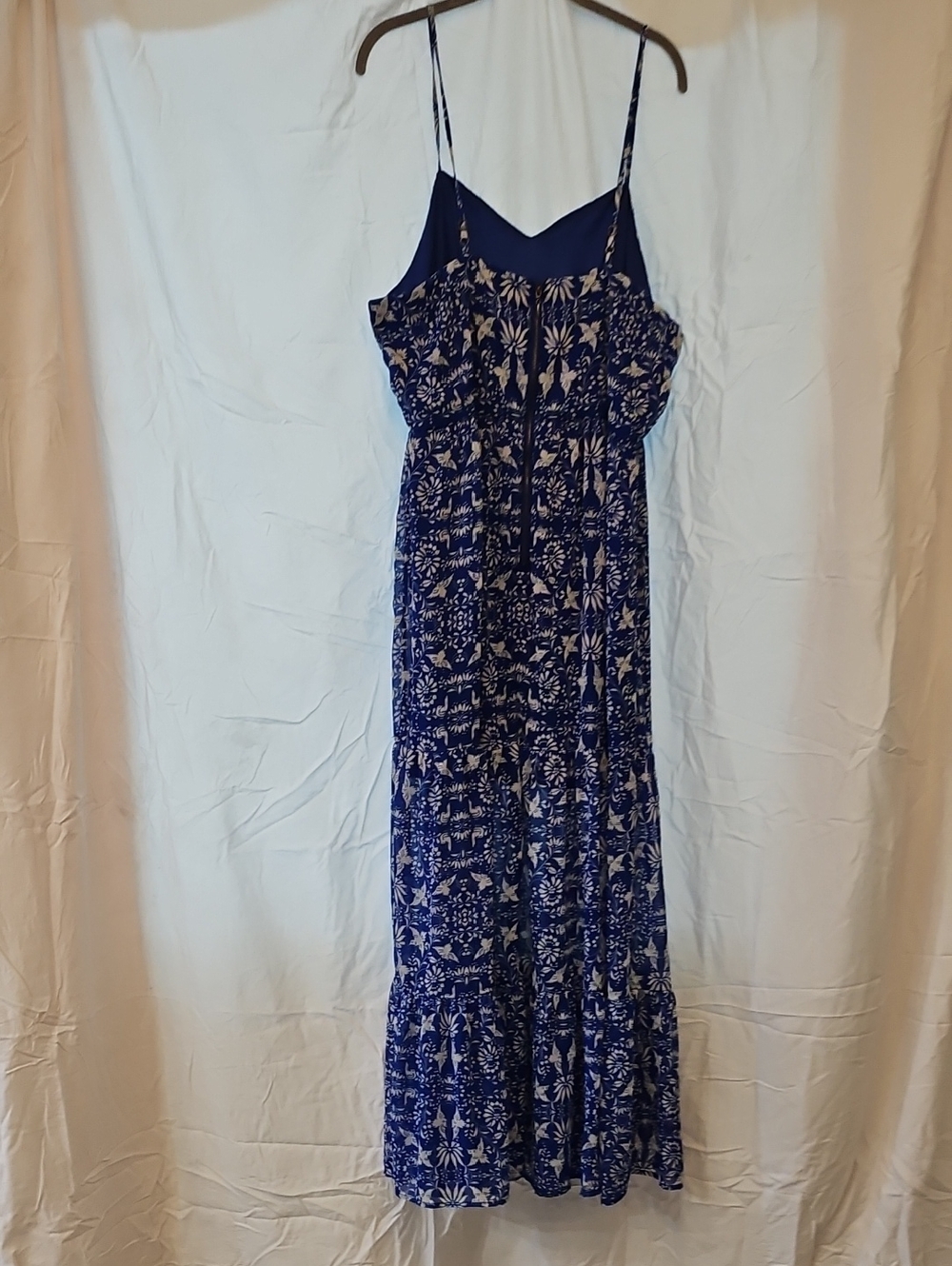XXL Xhilaration Navy Blue and White Floral Spaghetti-Strap Maxi Dress - Picture 4 of 5